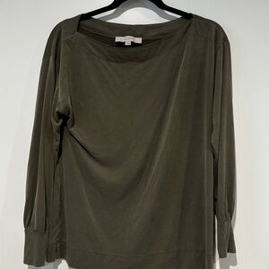 LOFT Green Long Sleeve Relaxed Blouse size S